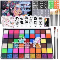 Kit de pintura facial LOUHUA 54 cores com estênceis e pincéis Kit de pintura facial LOUHUA 54 cores com estênceis e pincéis