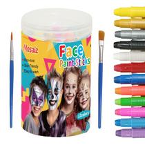 Kit de pintura facial Mosaiz 12 cores à base de água, giratório, lavável