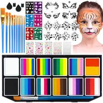 Kit de pintura facial MULVINNIE 12 x 10g para crianças com pincéis, estênceis