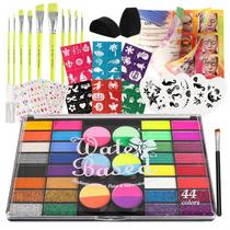 Kit de pintura facial Pintada 44 cores com estênceis e pincéis