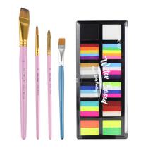 Kit de pintura facial SOVONCARE, arco-íris de 12 cores com pincéis e paleta