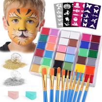 Kit de pintura facial VESPRO 32 cores com pincéis, estênceis, brilhos