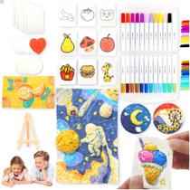 Kit de pintura FETVEO Magic 3D Foam Texture com 24 canetas marcadoras