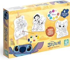 Kit De Pintura Infantil Lilo & Stitch Madeira Cavalete Telas Nig Brinquedos 4102 Kit De Pintura Infantil Lilo & Stitch Madeira Cavalete Telas Nig Brinquedos 4102