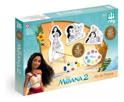 Kit De Pintura Infantil Moana 2 em Madeira com Cavalete e Telas Laváveis Nig