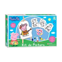 Kit De Pintura Infantil Peppa Pig Madeira + Cavalete Telas Pincel Tintas Nig Brinquedos