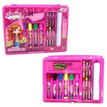 Kit de Pintura Maleta Escolar 33 Peças Canetinhas Glam Girls