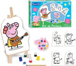 Kit de Pintura Peppa Pig 13 Peças Conjunto Educativo Infantil Em Madeira - Nig Brinquedos Kit de Pintura Peppa Pig 13 Peças Conjunto Educativo Infantil Em Madeira - Nig Brinquedos
