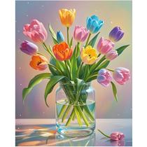 Kit de Pintura por Números Tulipas DIY 50 x 40 cm em Tela