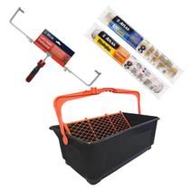 Kit De Pintura Profissional Big Rolo 2 Rolos Suporte Caçamba 25L Kit De Pintura Profissional Big Rolo 2 Rolos Suporte Caçamba 25L