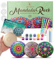 Kit de pintura rupestre Moon Garden Mandala com tintas acrílicas e estênceis Kit de pintura rupestre Moon Garden Mandala com tintas acrílicas e estênceis
