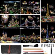 Kit de pintura Scratch Art MIASTAR Rainbow com 8 folhas A4 Kit de pintura Scratch Art MIASTAR Rainbow com 8 folhas A4