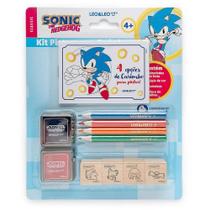 Kit de Pintura Sonic 11 Peças com Carimbos, Bloco e Lápis de COR Kit de Pintura Sonic 11 Peças com Carimbos, Bloco e Lápis de COR