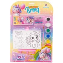 Kit de Pintura Unicórnio com Cavalete e Pincel Polibrinq