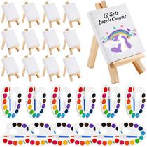 Kit de pintura Zubebe Mini Canvas com cavalete e aquarela 12 cores