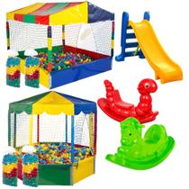 Kit de Piscina com Bolinhas Escorregador Médio e Gangorras Kit de Piscina com Bolinhas Escorregador Médio e Gangorras
