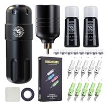 Kit de pistola de tatuagem Dragonhawk S8 sem fio com bateria e tinta