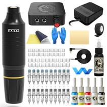 Kit de pistola de tatuagem ITATOO WTK164 para iniciantes com tintas de tatuagem