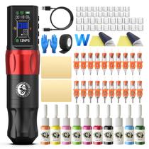 Kit de pistola de tatuagem Wormhole Kit de máquina de tatuagem sem fio Kit de caneta de tatuagem sem fio Kit de máquina de tatuagem tipo caneta completo com tinta de tatuagem para tatuadores iniciantes WTK283