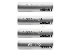 Kit de Placa de CORRIMÃO em alumínio e com braile em alto relevo 10x3cm, 8 unidades