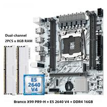 Kit De Placa Mãe Branca X99 Com CPU Xeon E5 2640 V4, 16GB De RAM, NVME SATA M.2 PR9-H Combo