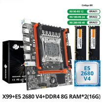 Kit De Placa-Mãe Para Jogos Intel Xeon E5 2680 V4 MOUGOL X99 Com RAM DDR4 8Gx2 2133MHz ECC M.2 NVME