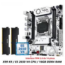 Kit De Placa-Mãe X99 K9 LGA2011-3 Com CPU Xeon E5 2650 V4, 16GB De RAM DDR4, Interface NVME M.2 TPM