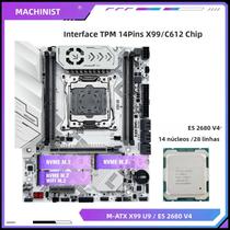 Kit De Placa Mãe X99 U9 LGA2011-3 Com Suporte Para CPU Xeon E5 2680 V4, TPM2.0, DDR4, M.2 NVME, Chip