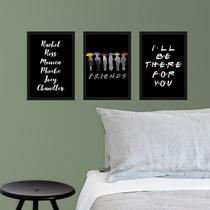 Kit de Placas Decorativas Amigos Friends Moldura Preta