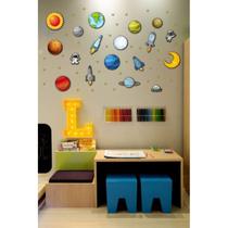 Kit De Placas Decorativas Astronauta, Naves E Planetas Mdf - R + adesivos