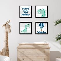 Kit de Placas Decorativas Dino Sonhe Alto Meu Menino 20x20