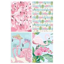 Kit de Placas Decorativas Flamingos Tropicais 4un 30x40cm