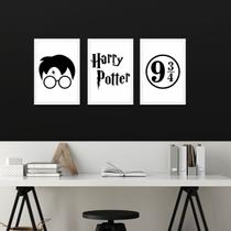 Kit de Placas Decorativas Harry Potter Moldura Branca Kit de Placas Decorativas Harry Potter Moldura Branca