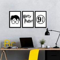 Kit de Placas Decorativas Harry Potter Moldura Preta Kit de Placas Decorativas Harry Potter Moldura Preta