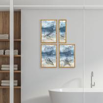 Kit de Placas Decorativas Mar Azul Moldura Mel Kit de Placas Decorativas Mar Azul Moldura Mel