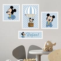 Kit de Placas Decorativas Mickey Mouse Moldura Branca