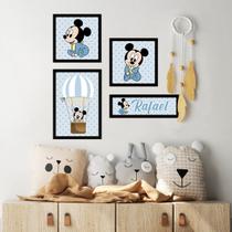 Kit de Placas Decorativas Mickey Mouse Moldura Preta Kit de Placas Decorativas Mickey Mouse Moldura Preta