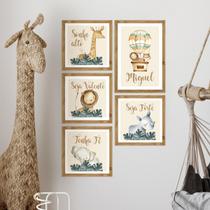 Kit de Placas Decorativas Safari Aquarela Moldura Mel Kit de Placas Decorativas Safari Aquarela Moldura Mel