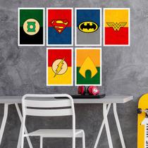 Kit de Placas Decorativas Super-Heróis DC Moldura Branca