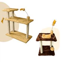 Kit De Plataformas 2 Andares e Arranhador Para Gatos 3 Bases Para Pets Felinos MIUPET