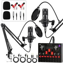 Kit de Podcast Brvomussy para 2 Pessoas com Interface de Áudio Kit de Podcast Brvomussy para 2 Pessoas com Interface de Áudio