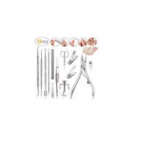 Kit de podologia para pedicure, unhas encravadas, 12 peças de aço inoxidável