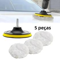 Kit De Polimento Automotivo De 3 Polegadas Com 5 Peças: Esponja, Disco E Roda De Lã Para Cuidados