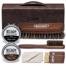 Kit de Polimento de Sapatos Trochilini Care Set - 9 Peças com Esmalte Preto e Marrom Kit de Polimento de Sapatos Trochilini Care Set - 9 Peças com Esmalte Preto e Marrom