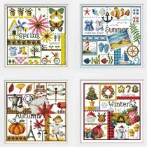 Kit de ponto cruz Awesocrafts Four Seasons estampado/contado Kit de ponto cruz Awesocrafts Four Seasons estampado/contado