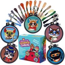 Kit de ponto cruz CRAFTILOO Cats 5 para crianças iniciantes com argolas