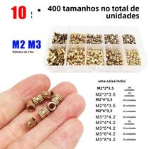 Kit De Porca De Inserção Knurl De Cobre De Latão M2 M2.5 M3 M4 375 400pcs Conjunto De Porcas De