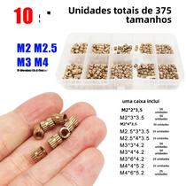 Kit De Porca De Inserção Knurl De Cobre De Latão M2 M2.5 M3 M4 375 400pcs Conjunto De Porcas De