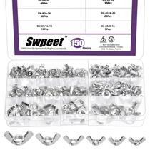 Kit de porcas de asa de aço carbono galvanizado Swpeet 150 unidades