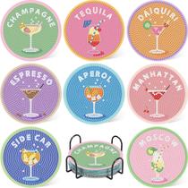 Kit de porta-copos Cocktail Diamond Art Hkejoi, 8 peças com suporte